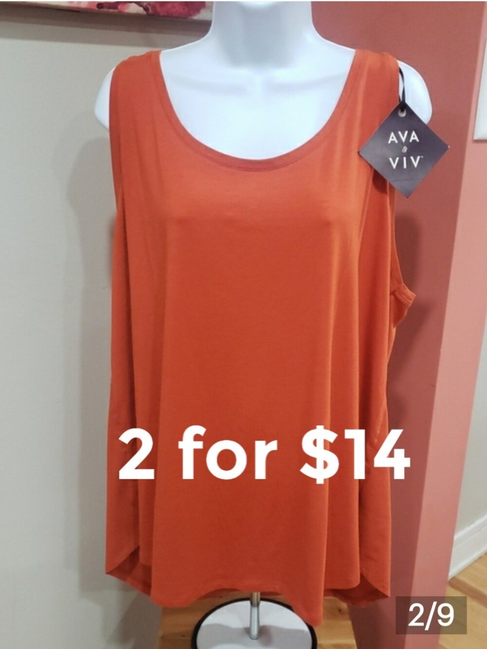 Ava & Viv Women's Short-Sleeve Crew Neck T-Shirt in Bright Burnt Orange, 1X